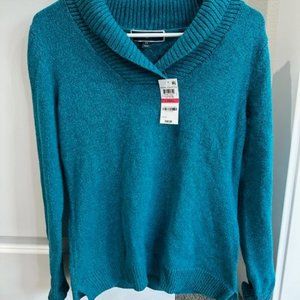 New Karen Scott Teal color Women's Size XS Shawl-Collar Sweater